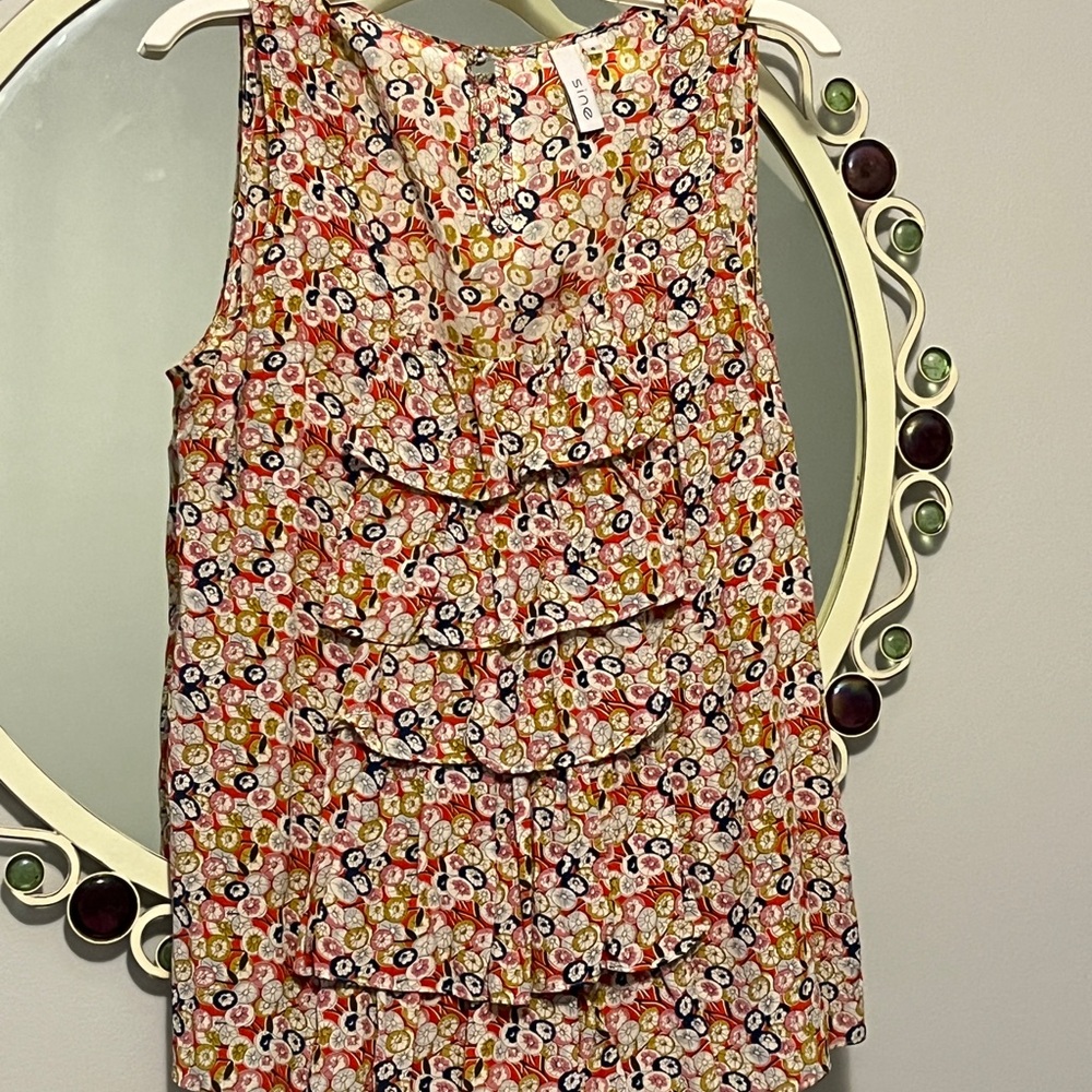 Anthropologie Sine Ruffle Floral Tank